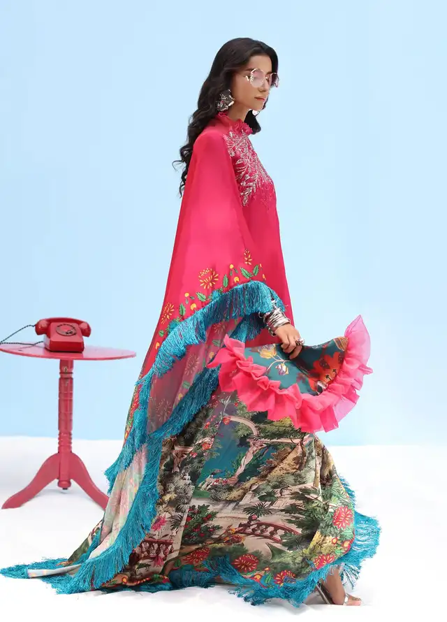 Resort by Musferah Pret Printed Silk 1 Piece Suit Rouge